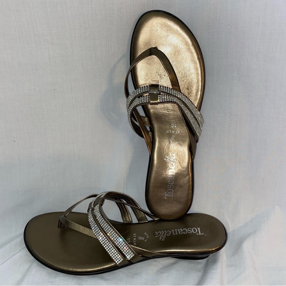 Toscanella Metallic Sandals Size 10
